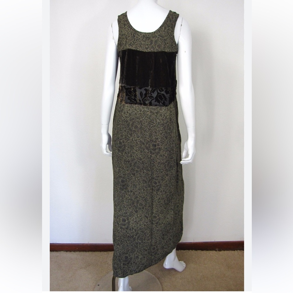 Citron Santa Monica Velvet Burnout Lace Maxi Dress Brown Gold WMNS Large L (600)